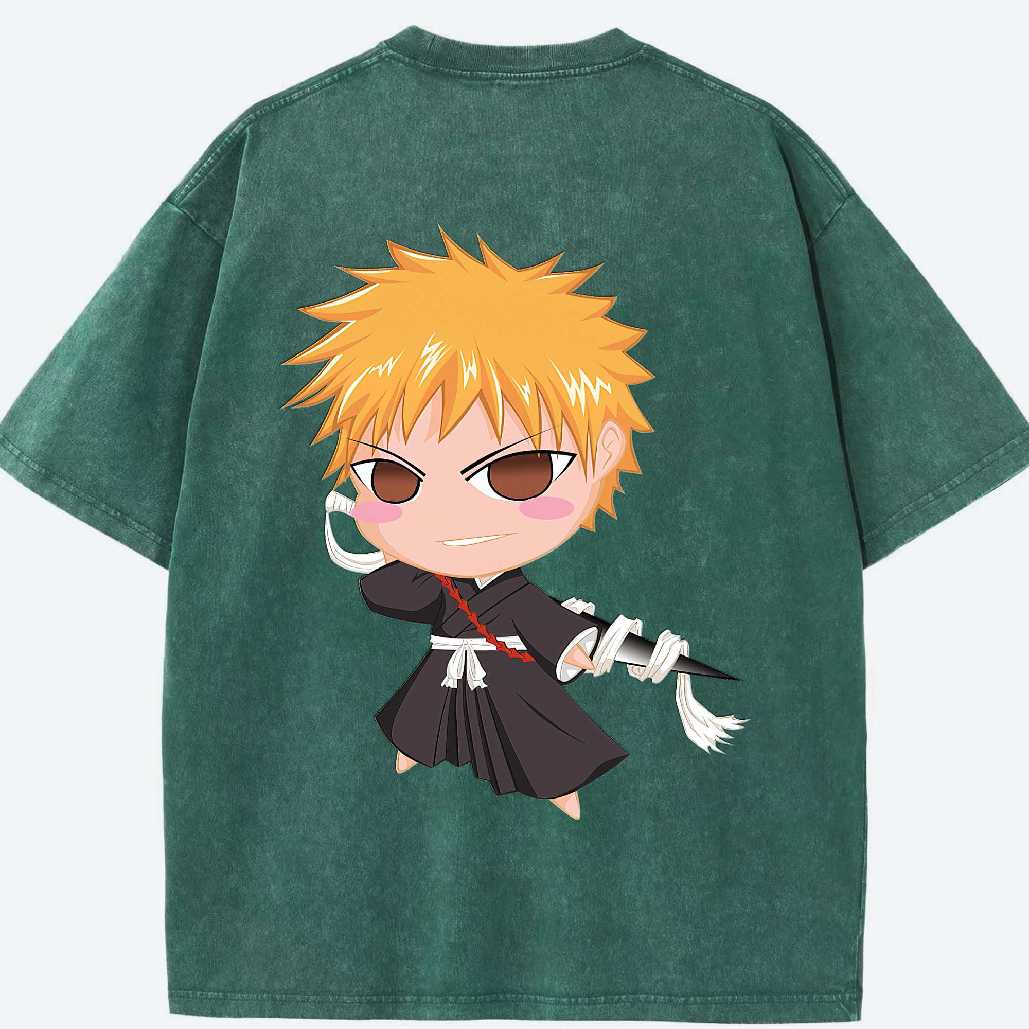 （画像用） ブリーチ 黒崎一護（くろさき いちご）BLEACH Kurosaki Ichigo 綿100% ヴィンテージ風 半袖Tシャツ（背面プリント）